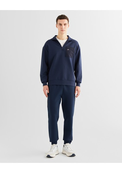 Erkek Lacivert Relaxed Fit Yarım Fermuarlı Sweatshirt 2524340T.410