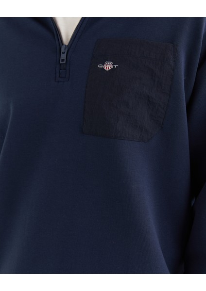 Erkek Lacivert Relaxed Fit Yarım Fermuarlı Sweatshirt 2524340T.410