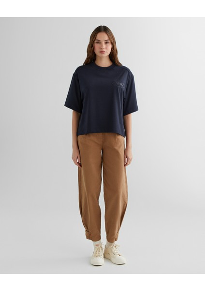 Kadın Lacivert Relaxed Fit Bisiklet Yaka Logolu T-Shirt 42324322T.433 modelleri