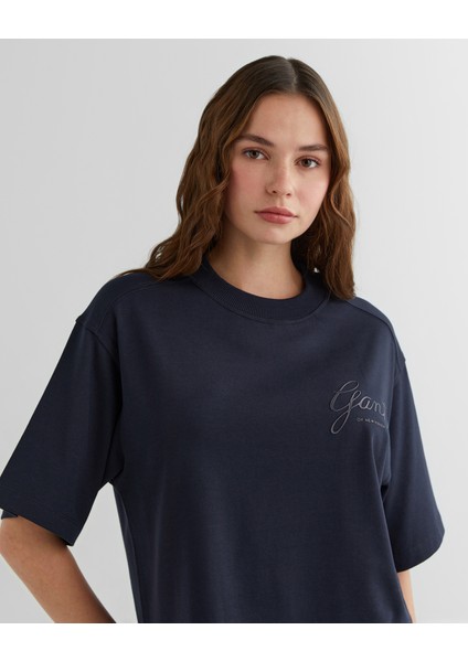 Kadın Lacivert Relaxed Fit Bisiklet Yaka Logolu T-Shirt 42324322T.433 fırsatları