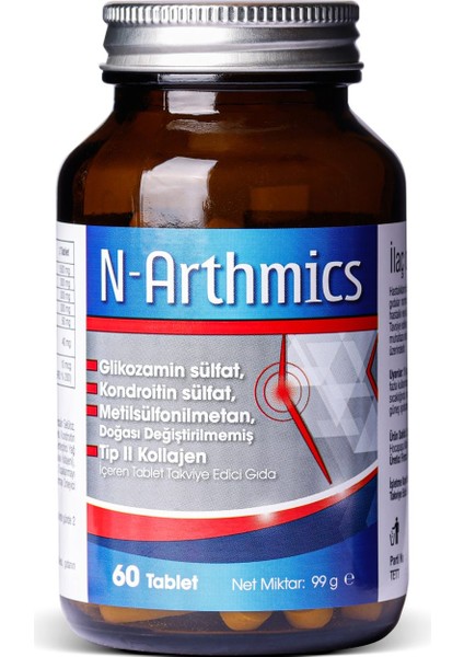 Glukozamin, Kondroitin, MSM, Kolajen Tip II, Akgünlük Ekstresi, Hyaluronik Asit ve Vitamin D 60 Tablet