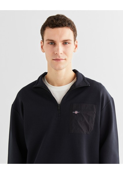 Erkek Siyah Relaxed Fit Yarım Fermuarlı Sweatshirt 2524340T.5 fırsatları