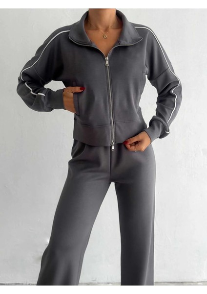 Modal Kumaş Çift Fermuarlı ve Biyeli Eşofman Takımı modelleri