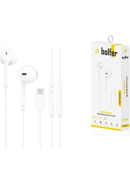 Type-C Girişli Kablolu Kulaklık (Earphones High Quality Stereo & Calls)