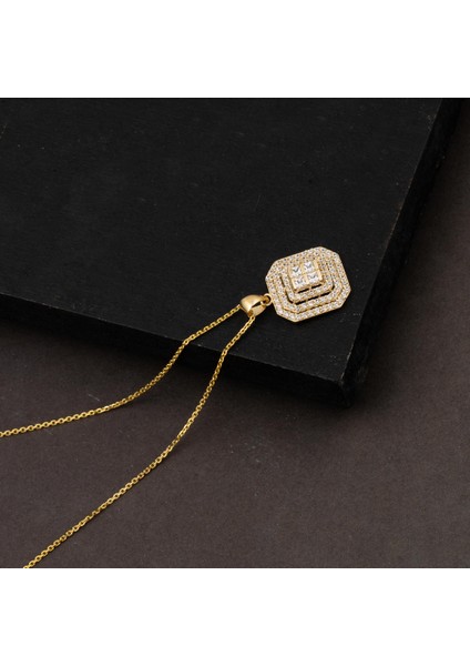 Kare Baget Taşlı 14 Ayar Altın Kolye fiyatları