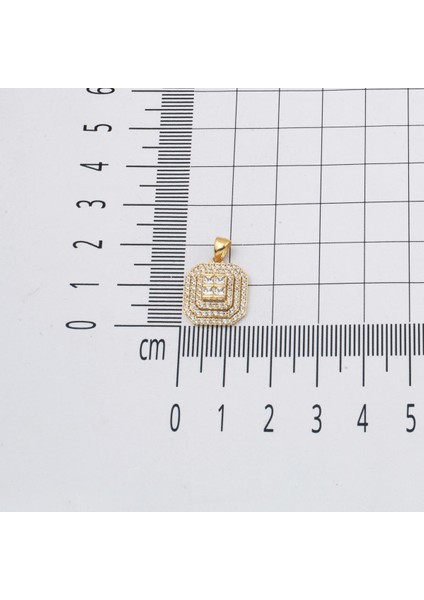 Kare Baget Taşlı 14 Ayar Altın Kolye modelleri