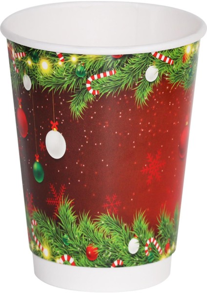 Double Wall Karton Bardak (Yılbaşı Temalı) 14 Oz - 25 Adet