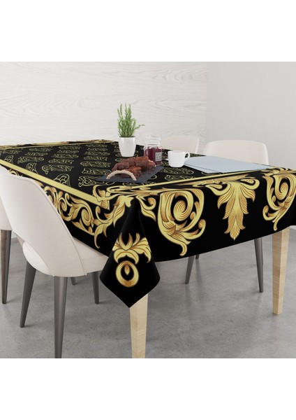 Yaprak Desenli ve Yıldızlı Dijital Baskılı Masa Örtüsü