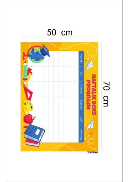 Bizerk Görsel Haftalık Ders Programı Laminasyonlu Planlayıcı Çocuk Odası Kreş Anaokulu Duvar Yapışkanı Sticker fiyatları