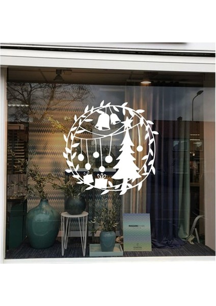 Tekno Trust Yılbaşı Süslemesi Çam Ağacı Zil Sticker Yapıştırma 115X115CM - Beyaz