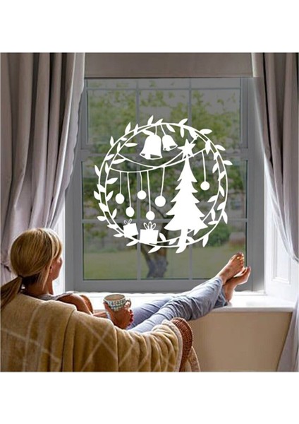 Tekno Trust Yılbaşı Süslemesi Çam Ağacı Zil Sticker Yapıştırma 115X115CM - Beyaz fiyatları