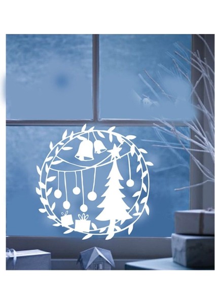 Tekno Trust Yılbaşı Süslemesi Çam Ağacı Zil Sticker Yapıştırma 115X115CM - Beyaz fırsatları