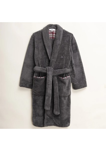 Peluş Sabahlık L-Xl Antrasit