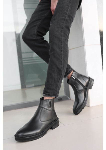 Siyah Cilt Garantili Erkek Deri Soğuk Geçirmez Kaymaz Kauçuk Taban Bot Igor-8952 fiyatları