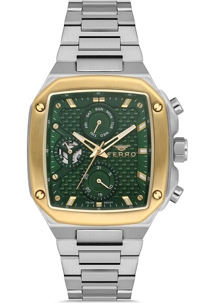 FM11485A-D6 Quartz Çelik Gri Yeşil Kadran 40 mm Erkek Kol Saati