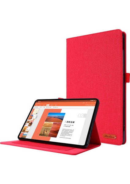 Kumaş + Tpu Düz Koruyucu Kılıf Huawei Matepad Pro 10.8 Kırmızı Için Isim Kartı Klipsli (Yurt Dışından)