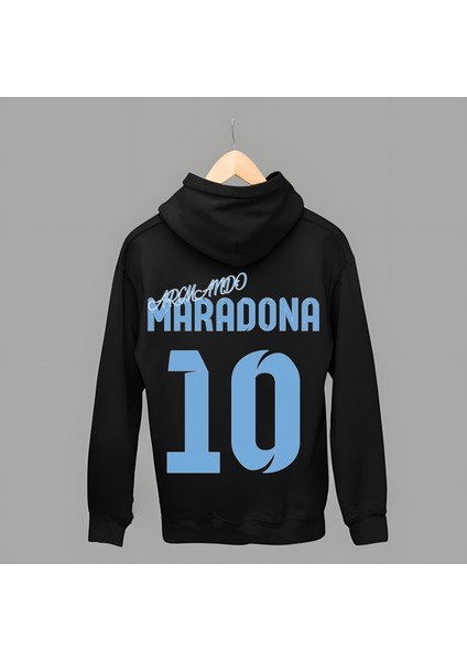 Diego Maradona Sırt 10 Numara Milli Takım Forma Baskılı Unisex Fermuarlı Ceket Kapüşonlu Sweatshirt