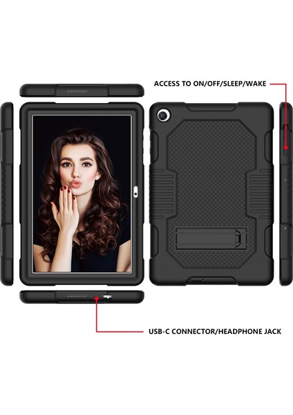 Huawei Matepad T10 Siyah Için Tutuculu Koruyucu Kılıf (Yurt Dışından) modelleri