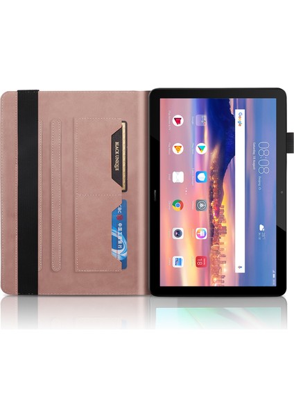 Huawei Mediapad T5 10.1 Inç Pembe Altın Için Deri Kılıf (Yurt Dışından)