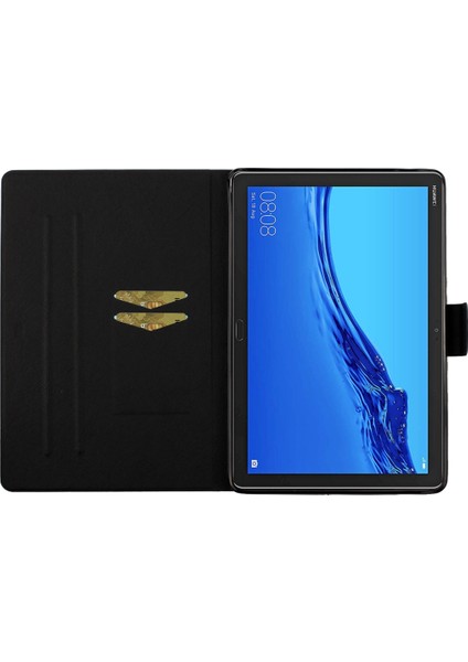 Huawei Mediapad M5 10.1 Için Deri Kılıf Huawei Mediapad M5 Lite 10.1 Pembe Çiçek (Yurt Dışından)