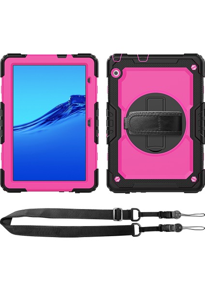 Huawei Mediapad T5 Için Tutuculu Koruyucu Kılıf Siyah Gül Kırmızı (Yurt Dışından)