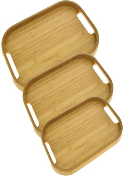 Bambu Iskandinav Dikdörtgen Tepsi