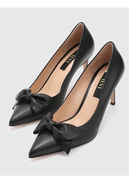 Madeira Hakiki Buffalo Deri Kadın Siyah Topuklu Ayakkabı fırsatları