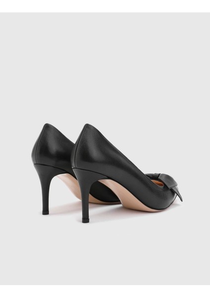 Madeira Hakiki Buffalo Deri Kadın Siyah Topuklu Ayakkabı indirimleri