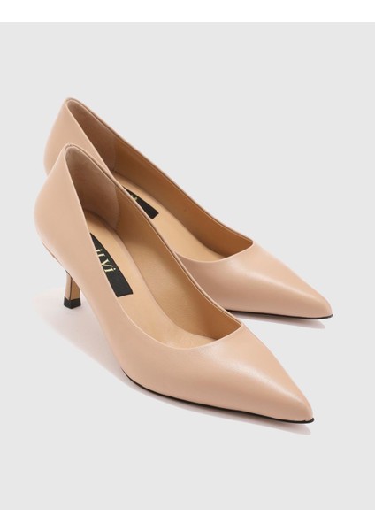 Tromso Hakiki Deri Kadın Bej Topuklu Ayakkabı fırsatları