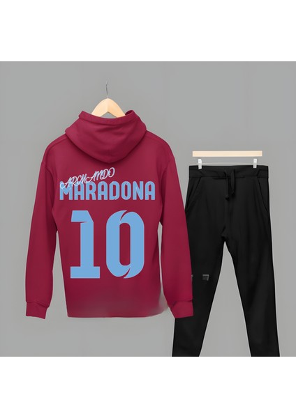 Diego Maradona Milli Takım Sırt 10 Numara Forma Baskılı Unisex Eşofman Takımı Kapüşonlu Sweatshirt