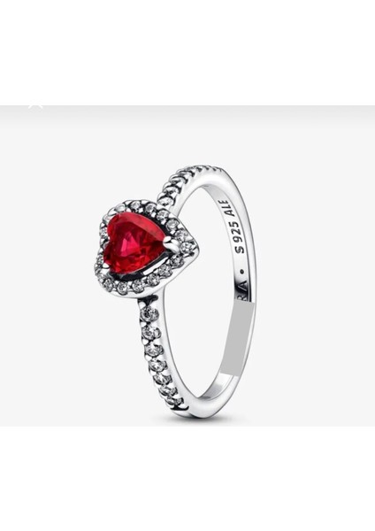 Işıltılı Kırmızı Yüksek Taşlı Kalp Yüzük Tarz fiyatları