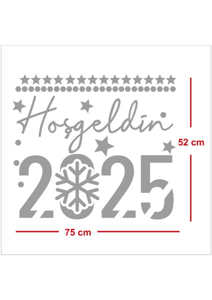 Tekno Trust Hoşgeldin 2025 Yazısı ve Kar Tanesi Cam Vitrin Mağaza Süslemeleri - Yeşil modelleri