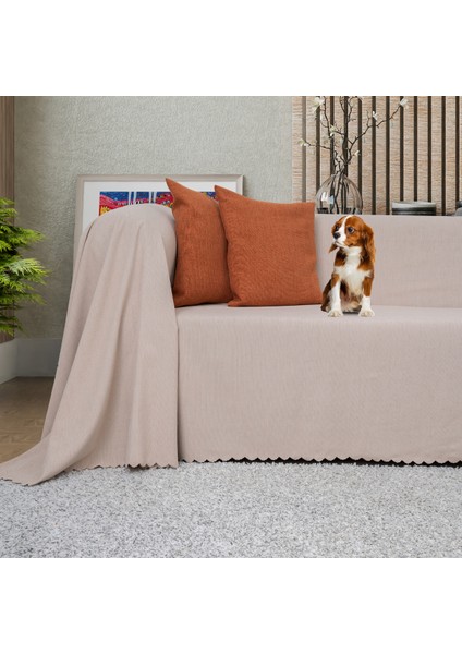 Kaymaz Koltuk Örtüsü Çift Taraflı Mikrofiber Şönil 175x300 cm Camel – Kedi Köpek ve Çocuk Dostu