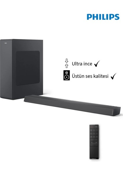 Yüksek Kalite Dolby Audio 2.1 Kanal-Derin Bas Soundbar 140W Kablosuz Subwoofer'lı Soundbar