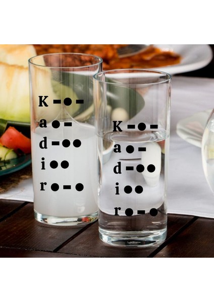 Kişiye Özel Mors Alfabesi Tasarımlı Rakı Bardağı 2 Adet