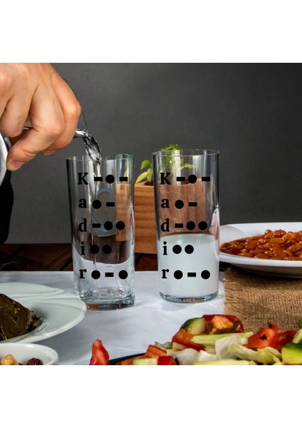 Kişiye Özel Mors Alfabesi Tasarımlı Rakı Bardağı 2 Adet