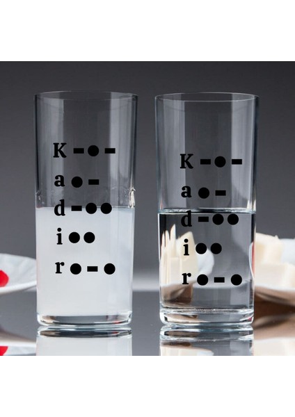 Kişiye Özel Mors Alfabesi Tasarımlı Rakı Bardağı 2 Adet