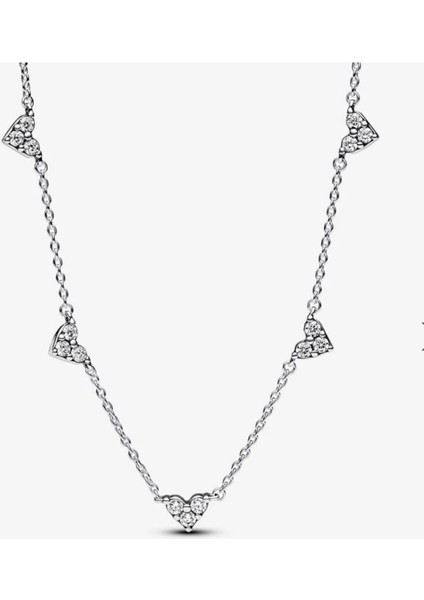 Üç Taşlı Kalpli Zincir Kolye