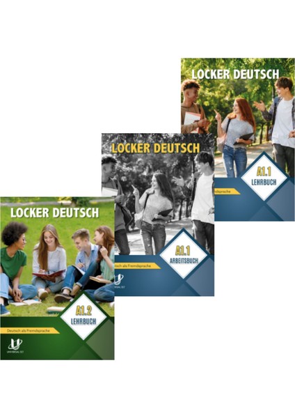 Locker Deutsch A1.1 (Lehrbuch + Arbeitsbuch) +A1.2 (Lehrbuch) - 3 Kitap Set