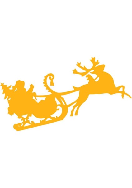Tekno Trust Sarı Yılbaşı Cam Süslemeleri Noel Baba ve Geyik Sticker Yapıştırma 56X100 cm