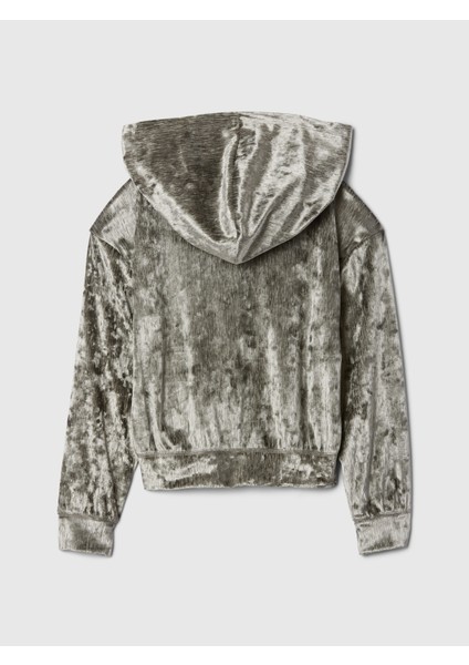 Kız Çocuk Yeşil Relaxed Fit Kadife Sweatshirt modelleri
