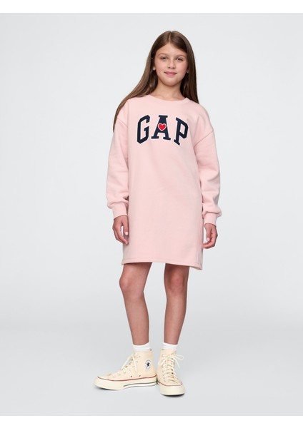 Kız Çocuk Pembe Gap Logo Vintage Soft Sweatshirt Elbise