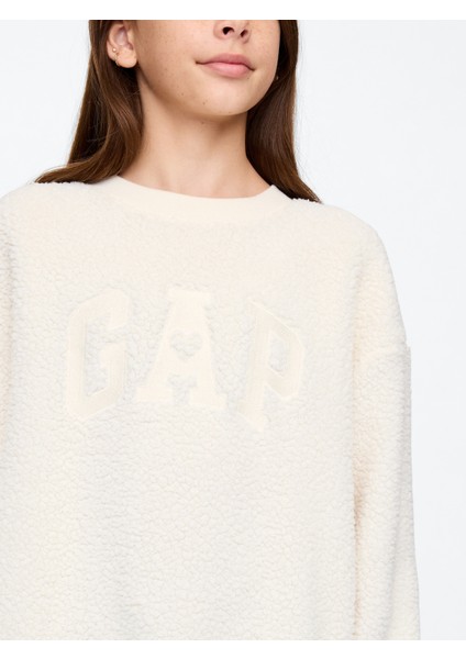 Kız Çocuk Bej Gap Logo Sherpa Sweatshirt Elbise