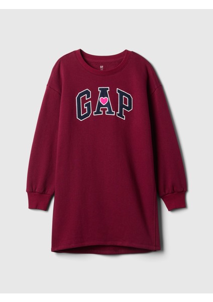 Kız Çocuk Bordo Gap Logo Vintage Soft Sweatshirt Elbise