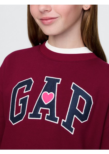 Kız Çocuk Bordo Gap Logo Vintage Soft Sweatshirt Elbise