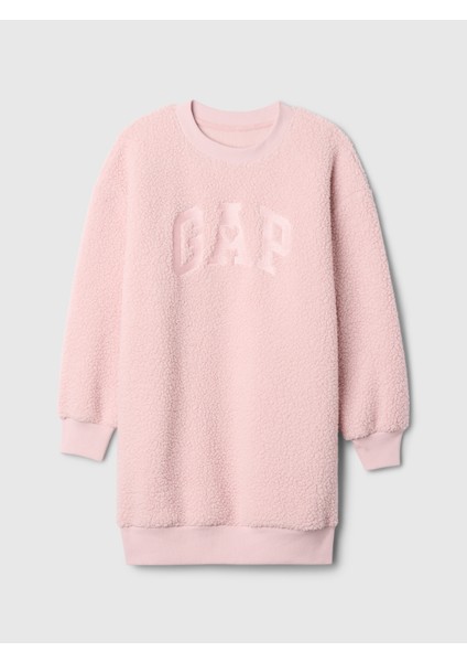 Kız Çocuk Pembe Gap Logo Sherpa Sweatshirt Elbise fiyatları