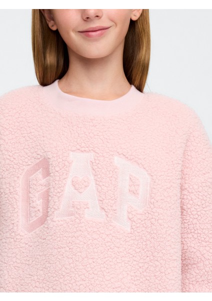 Kız Çocuk Pembe Gap Logo Sherpa Sweatshirt Elbise modelleri