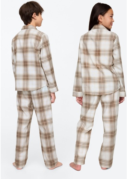 Erkek Çocuk Çok Renkli Geri Dönüştürülmüş Desenli Flannel Pijama Takımı