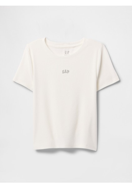 Kadın Kırık Beyaz Logo Modern Crop T-Shirt fiyatları