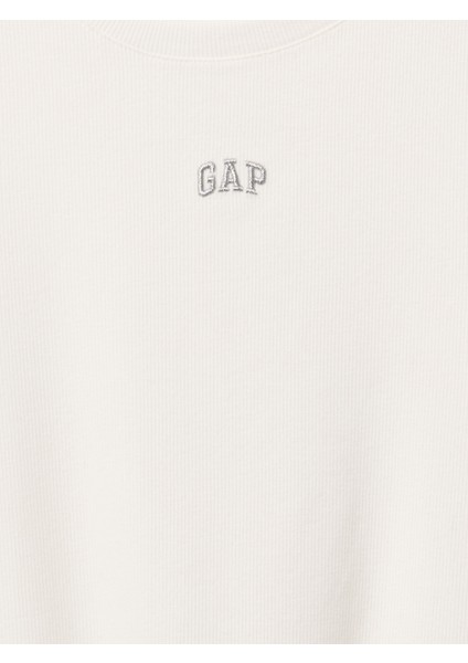 Kadın Kırık Beyaz Logo Modern Crop T-Shirt modelleri